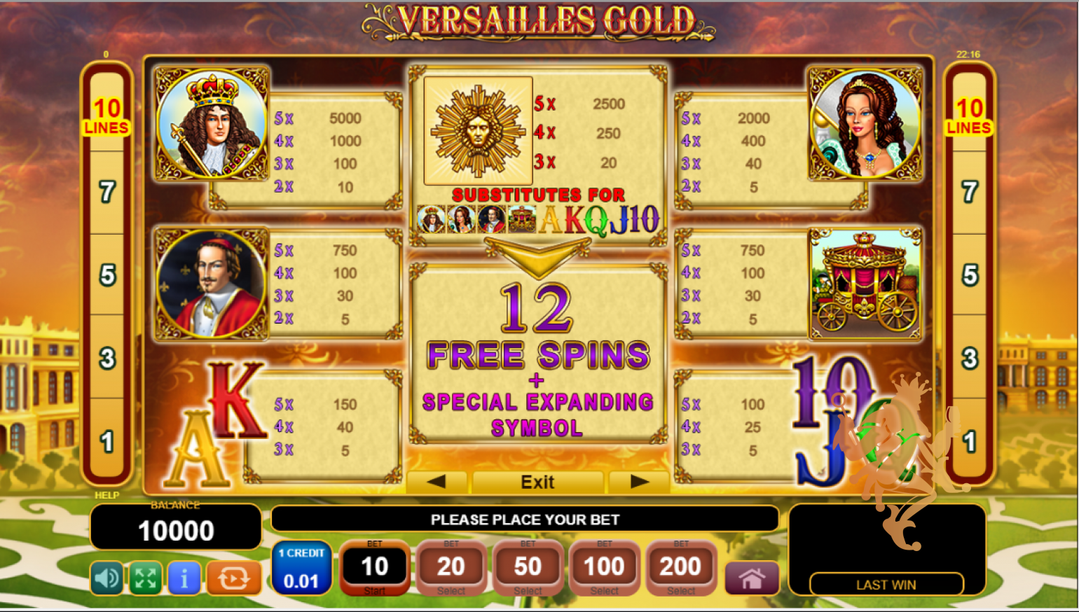 бесплатный игровой автомат Versailles Gold